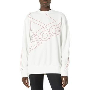 adidas Women's White Essentials Giant Logo Brand Love Pullover Sweatshirt